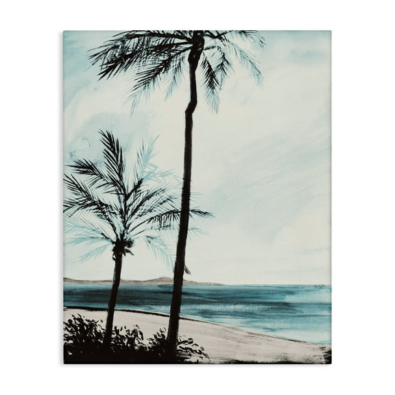 Stupell Industries Beach Palm Silhouettes Coastal Painting Gallery Wrapped Canvas Art Print Wall Art, 16 x 20
