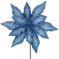 thumbnail image 3 of Northlight 25" Two Tone Blue Glittered Poinsettia Christmas Stem Spray, 3 of 4