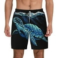 thumbnail image 2 of Picia Ocean Turtle pattern Mens Swim Trunks with Compression Liner Stretch Beach Shorts Quick Dry with Zipper Pockets No-Chafing Board Shorts-Large, 2 of 9
