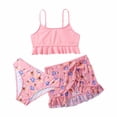 thumbnail image 2 of Honeeladyy Baby Girl One Piece Swimsuit Toddler Sleeveless Baby Girls Swimwear Children's Swimsuit Butterfly Print Skirt Swimsuit Bikini Bathing Suit Swimming Three-piece Set, 2 of 6