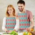 thumbnail image 3 of Red Teal Checkerboard Checkered Pattern Apron-Garden Aprons for Women with Pockets-Cotton Linen Waterproof Kitchen Cooking Gardening Aprons Adjustable for Kitchen,Cooking,BBQ and Salon 33x27 Inch, 3 of 7