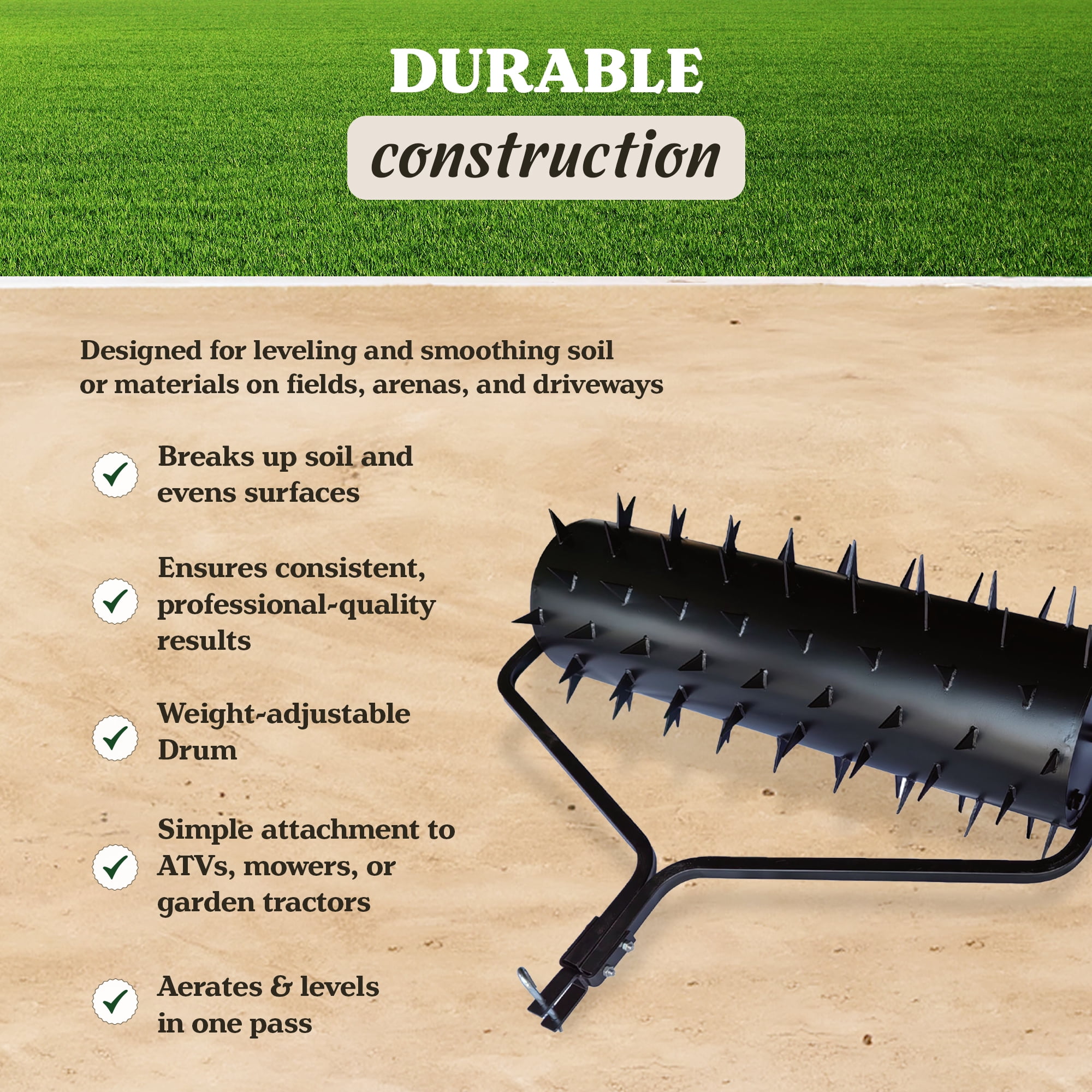 Yard Tuff 60" Drum Spike Aerator with Optimal Air Exposure