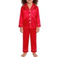 thumbnail image 4 of JAJAHO Girls Silk Satin Home Clothes 2 Piece Outfits Long Sleeve Button Down Collared Shirt And Pants Set For Kids 3-14 Years Stylish Outfit, 4 of 4