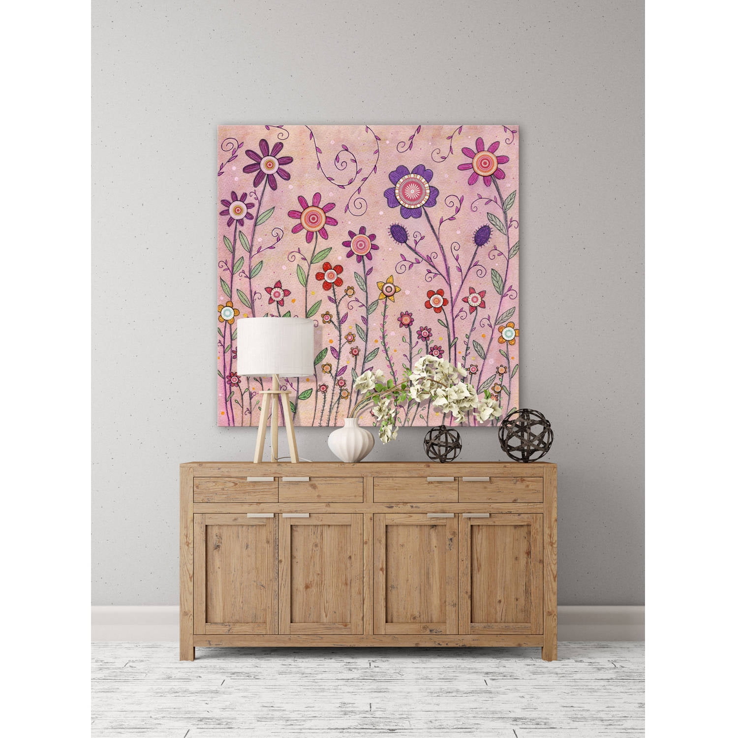 Marmont Hill "August Flowers" by Sascalia Painting Print on Wrapped Canvas