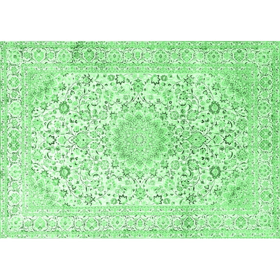 Ahgly Company Indoor Rectangle Medallion Emerald Green Traditional Area Rugs, 7' x 9'