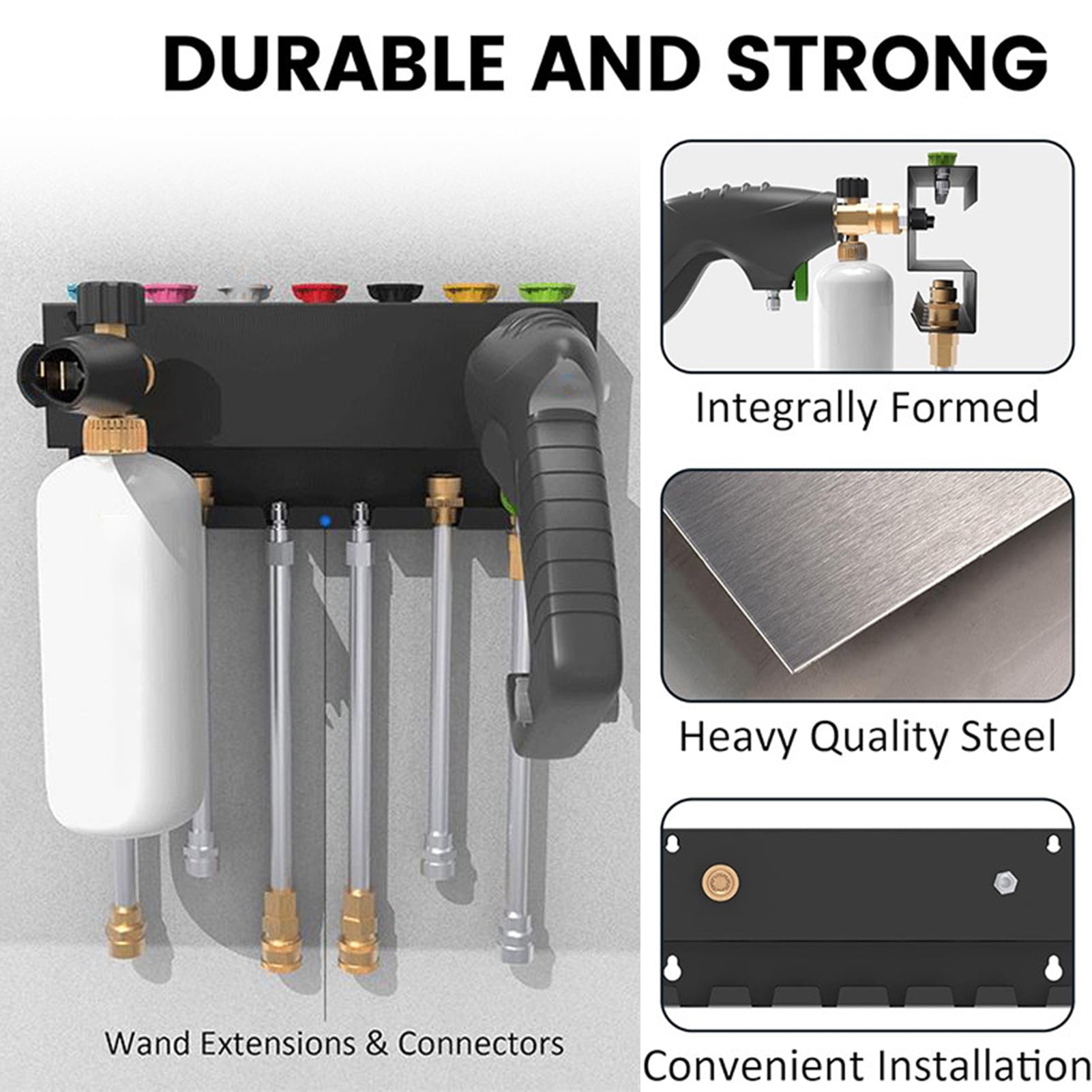 Happydeer Wall Mounted Rack for High Pressure Washer Bracket High Pressure Cleaning Washer Accessories Storage Rack