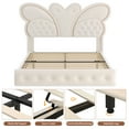 thumbnail image 6 of Homfa Full Size Velvet Upholstered Bed with LED Lights, Floating Platform Bed Frame with Butterfly Crystal Button Tufted Headboard, Beige, 6 of 7