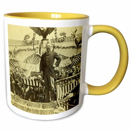 3drose, Teddy Roosevelt on the Campaign Trail in New Castle Wyoming 1903, 11oz Two-tone Yellow Mug