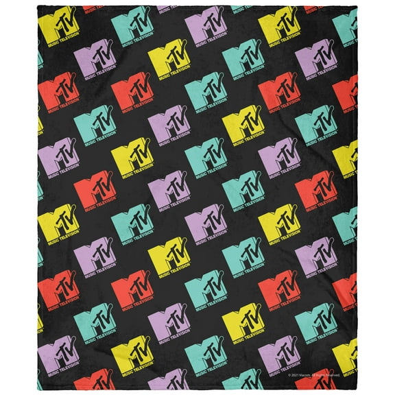 MTV Music Television Retro Toss 80's Logo Plush Fleece Throw Blanket Wall Scroll