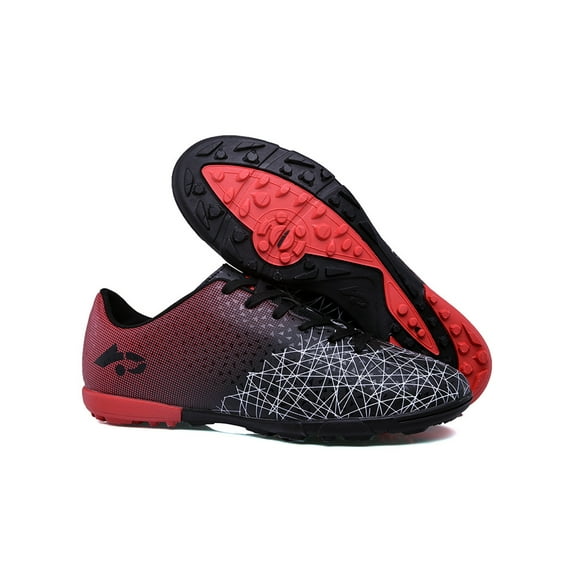 Ritualay Soccer Cleats for Boys Men Football Cleats Lace Up Soccer Shoes Football Shoes Sneakers Non Slip Training Shoes TF Cleats Black 7.5