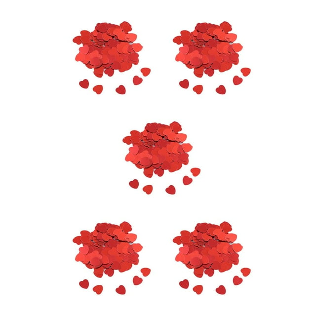 Langgg Paper Scraps Mini Heart Shape Wedding Accessory Plastic Material Confetti Tabletop Ornament for Valentine's Day Red15mm 5Set