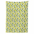 thumbnail image 2 of Lemons Tablecloth, Vibrant Summer Colors Tropical Tasty Citrus Fruit Blossoms Hand Drawn Print, Rectangle Satin Table Cover for Dining Room and Kitchen, 52" X 70", Yellow and Green, by Ambesonne, 2 of 2