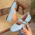 thumbnail image 2 of KIJBLAE Women's Round Toe Solid Mary Jane Flats, Single Strap Slip On Comfortable Casual Shoes for Spring Blue 38, 2 of 9