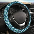 thumbnail image 4 of Cauagu Blue Lotus Flower Print Car Steering Wheel Cover - Universal Car Accessory for Diverse Cars for Steering Wheel with a Diameter of 14.5"-15", 4 of 7