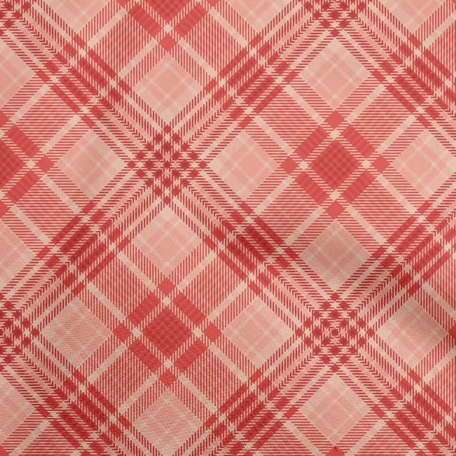 oneOone Viscose Chiffon Red Fabric Check Sewing Craft Projects Fabric Prints By Yard 42 Inch Wide