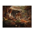thumbnail image 3 of Designart "Market in Vibrant Africa I" African Print on Natural Pine Wood, 3 of 5