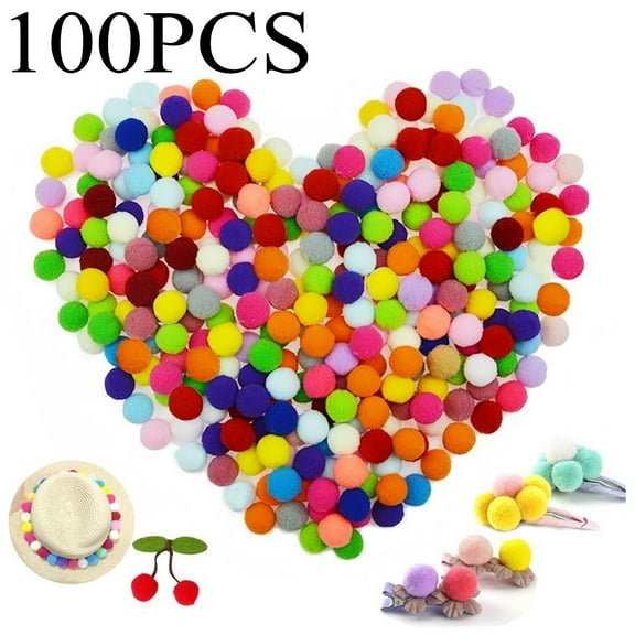 Mini Pom Poms for Crafts,Craft Balls Pom Poms,Mini Pompoms,Christmas Pom Poms Balls,Pompoms Pom Poms, Crafts Making DIY Holiday Christmas Decorations Supplies( 100pcs 0.8in)