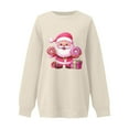 thumbnail image 5 of Lorytime Christmas Crewneck Sweatshirts Women Santa Claus Print Plush Shirt Long Sleeve Pullover Loose Tops, 5 of 5