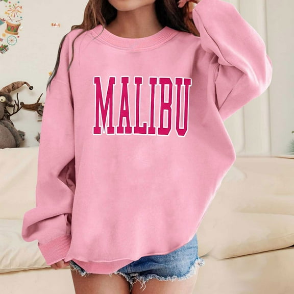 HUITKMM Girls Graphic Print Sweatshirt Cute Drop Shoulder Crewneck Long Sleeve Pullover Top 3892