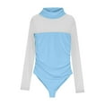 thumbnail image 4 of Dyfzdhu Mesh Bodysuit for Women Long Sleeve Turtleneck Shapewear Body Suits One Piece Leotard Slim Going Out Tops Blue, 4 of 6