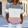 thumbnail image 2 of Olyvenn Short Sleeve Shirts for Women Womens Tops T-shirts with Geometric Print and Casual Fit Everyday Wear Pink S, 2 of 5