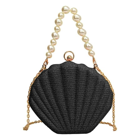 Rhinestone Clutch Purses for Women Evening Wedding Formal - Round Pearl Clasp Handbag - Diamond Bag