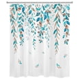 thumbnail image 2 of HVEST Watercolor Leaf Shower Curtain, Blue Brown Vine Leaf Plant and Falling Leaves Shower Curtain Natural Plant Leaves Bathroom Polyester Fabric Decor Curtain with Hooks,60X72 inch, 2 of 5