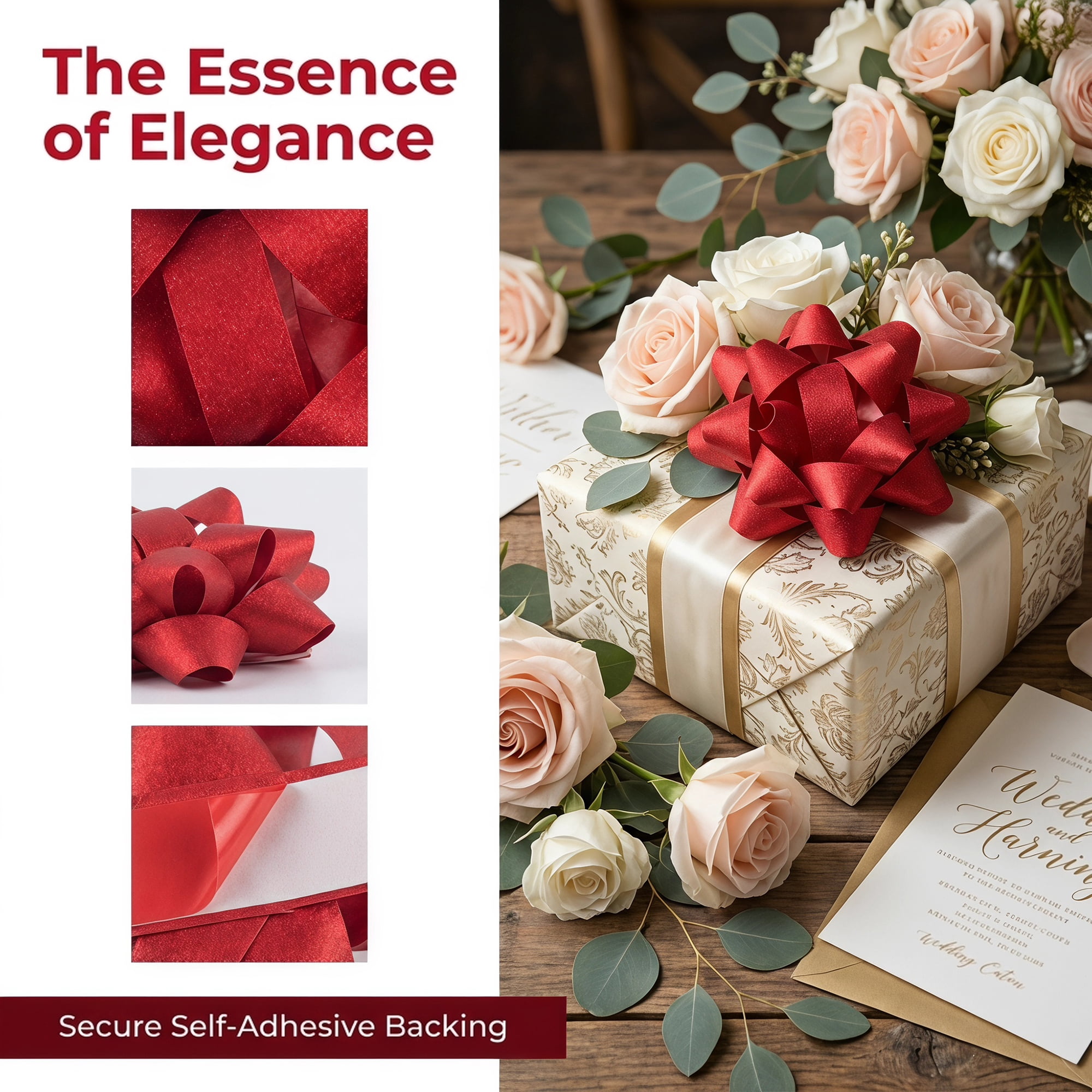 Unique Bargains Pre-Made Gift Bows for Creative Gift Wrapping and Decoration Red