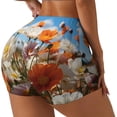 thumbnail image 2 of Kdxio Vibrant Field Of Blossoms Print Workout Shorts for Women Seamless Soft Smooth Gym Yoga Scrunch Active Shorts, 2 of 5