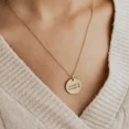 thumbnail image 4 of Custom Engraved Names Date Stainless Steel Round Pendant Necklace Personalization Included Text Free with Chain Gift for Lovers, 4 of 5