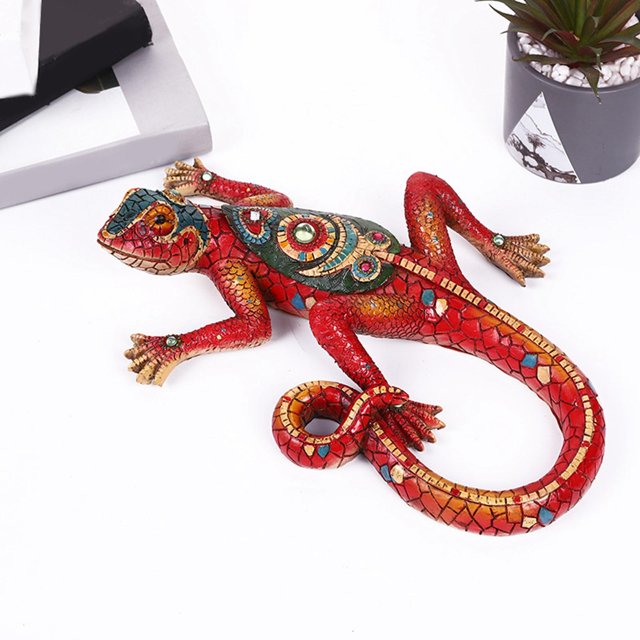 escultura de Gecko, sanía informal, simulación, decoración de pared de nórdico de resina para aniversario, Rojo Baoblaze Decoraciones de pared de lagarto