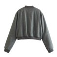 thumbnail image 2 of Gibobby brasier transparente mujer Chaqueta con botones para mujer, abrigo corto con hombros caídos, prendas de vestir (Gris， M), 2 of 5