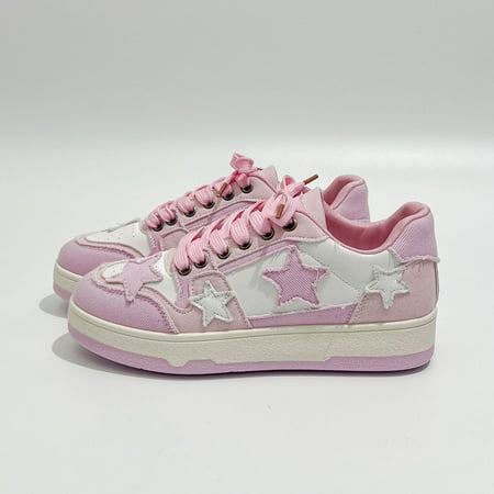 

Alex 2025 Women s Colorblock Casual Sneakers Lace-up Platform Skate Shoes with Soft Sole Trendy Star Decor Comfortable Walking Trainers Fashionable Athletic Footwear for Daily Wear