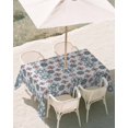 thumbnail image 2 of Outdoor Tablecloth with Umbrella Hole, Teal Red Floral Waterproof Outdoor Table Cover, Ethnic Boho Modern Geometric Abstract Art Patio Tablecloths for Party Picnic Camping, Rectangle 54"x80", 2 of 9