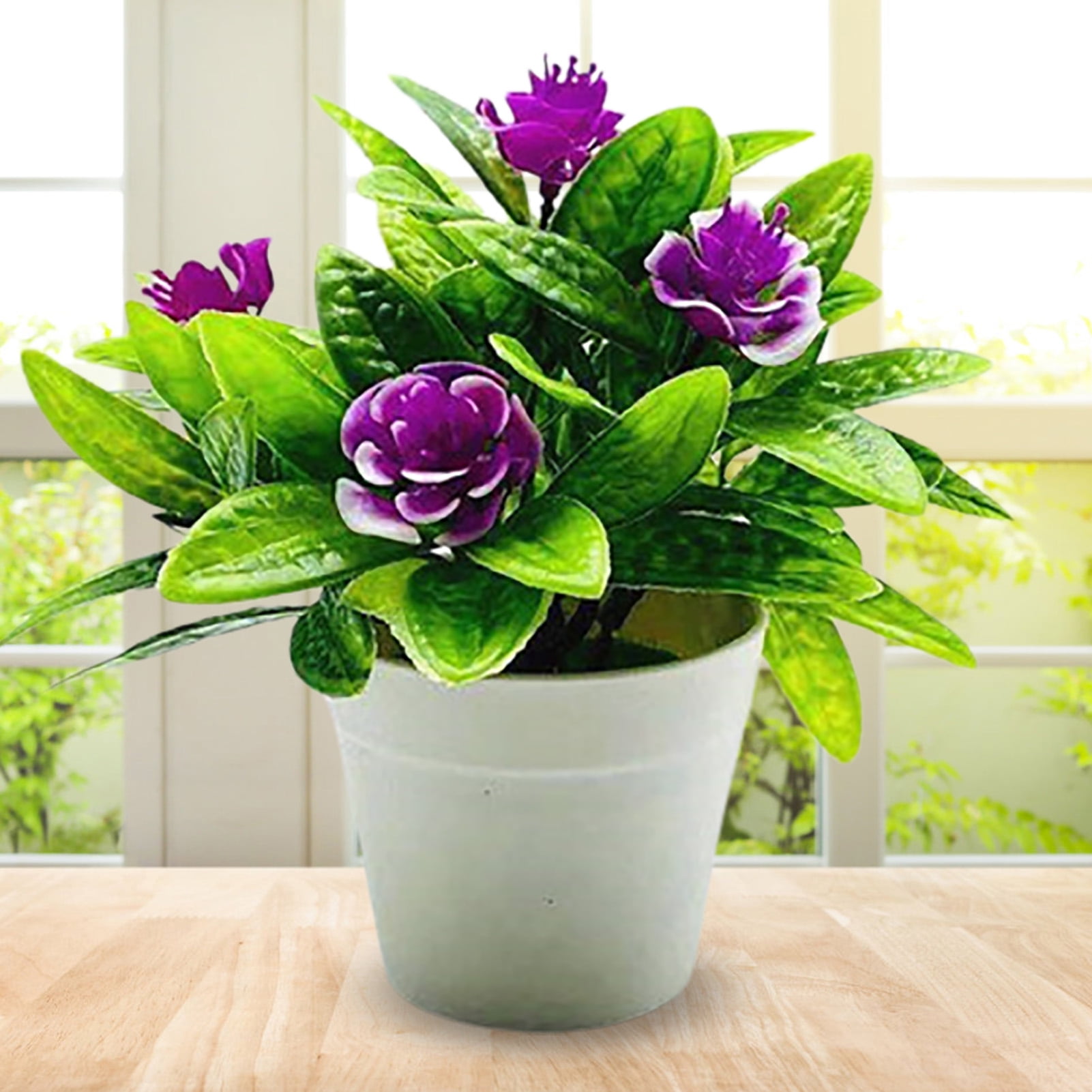 Travelwant Artificial Potted Flower Fake Flowers in Pot Silk Rose Bouquet Decoration Fake Plants Floral Arrangement for Table Centerpieces Home Office