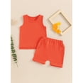 thumbnail image 2 of Nygoyerh Toddler Little Boys Girls Solid Color Shorts Sets Sleeveless Tank Tops with Elastic Waist Shorts 2Pcs 6M-4T Kids Casual Summer Outfits for Daily Vacation, 2 of 9
