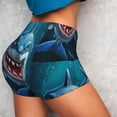 thumbnail image 4 of Uemuo Cartoon Cute Shark Pattern Women Workout Impact Shorts Scrunch Butt Lifting Gym Shorts Seamless Booty Biker Shorts-Large, 4 of 8