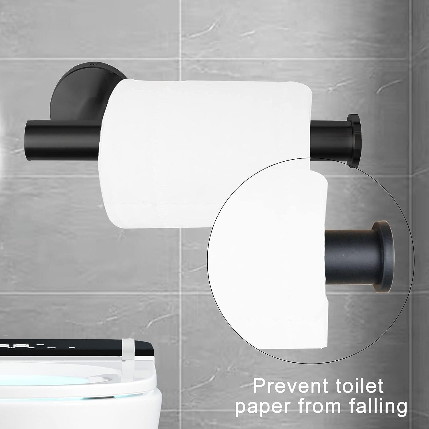 Double Gunmetal Grey Toilet Paper Holder Hotel Matte Black/ Gold/ White  Thickened Bathroom Toilet Roll Holder with Shelf