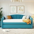 thumbnail image 2 of Triple Tree Twin Size Upholstered Daybed with Roll Out Trundle Frame Sofa with wood slat,Velvet, 2 of 8
