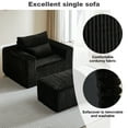 thumbnail image 4 of TUANLUO Chaise Lounge Indoor, 62.5" Oversized Corduroy Lounge Chair with Ottoman, Upholstered Couch for Living Room, No Assembly Required, Black, 4 of 9
