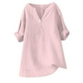 thumbnail image 5 of Summer Tops for Women Solid Shirt Womens Layering Shirts Long Sleeve Womens Tee Shirts Short Sleeve Bulk Neck Women Long Workout Top Tall Women's Short T Shirt Light Pink M, 5 of 5