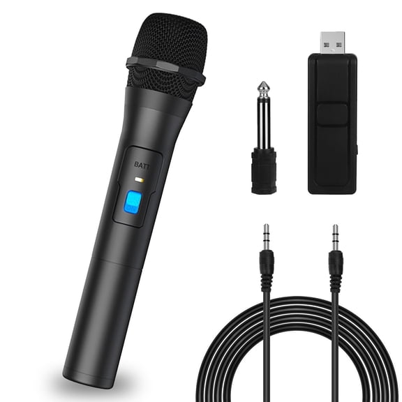 Wireless Microphone,2/1Pcs Universal Handheld Wireless Microphone,Portable Dynamic Mic with 3.5mm to 6.35mm Receiver for Karaoke/Business Meeting,Sing,Speech