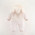 thumbnail image 4 of Infant Newborn Baby Girl Boy Bodysuits Cute Bears Ear Hooded Long Sleeve Flannel Jumpsuit Outfit Soft Warm Zipper Long Sleeve Romper Bodysuit Fall Winter Clothes, 4 of 7