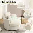 thumbnail image 4 of KINFFICT Teddy Swivel Barrel Chair Accent Chair, Oversized Comfy Armchair with Pillows, Modern Leisure Sofa Chair for Living Room Bedroom, Ivory, 4 of 8