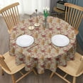 thumbnail image 3 of Brown Christmas Gingerbread and Drink Pattern Round Tablecloth 60"x60",Wrinkle Wipeable Table Cloth for Kitchen Dining Room Picnic Patio Party, 3 of 6