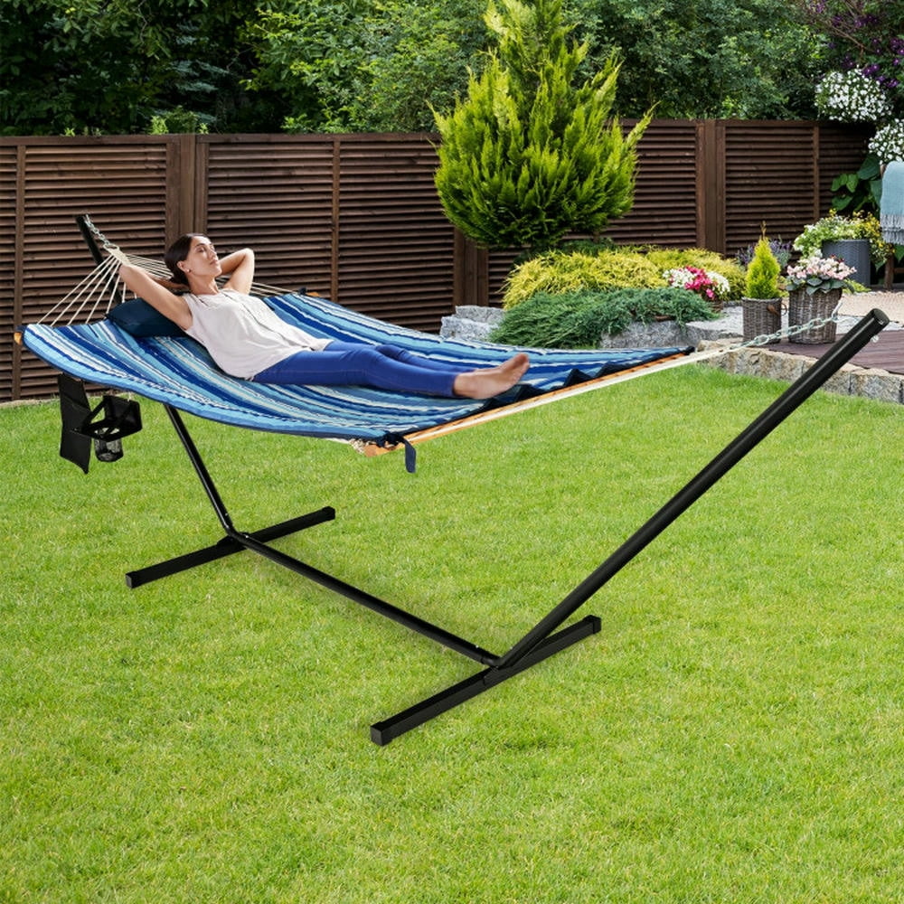 Spaco Hammock Chair Swing, Hanging Chair, Hammock Swing, Hammock Chair Stand Set Cotton Swing with Pillow Cup Holder Indoor Outdoor