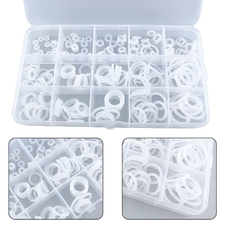 ICERUN Silicone Rubber O-Ring Assortment Kit,White,Metric Sealing Gasket Set,225 Pieces