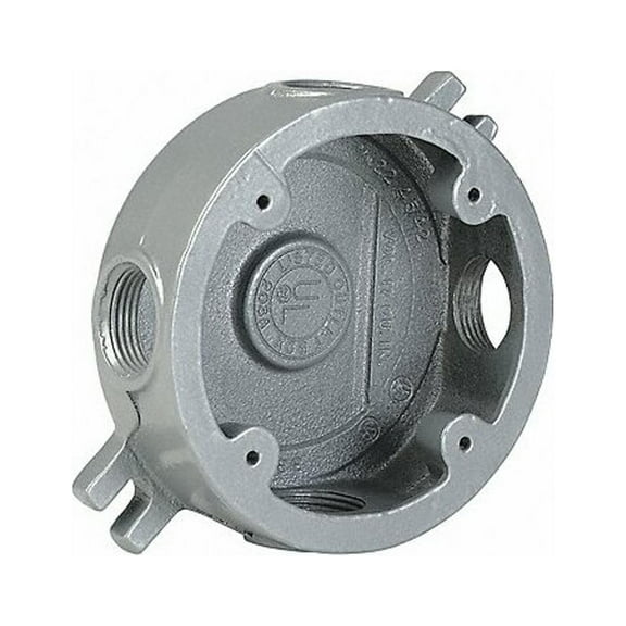 HUBBELL KILLARK VLJSX-1M Round Outlet Box,Shallow,1/2" Hub,Iron