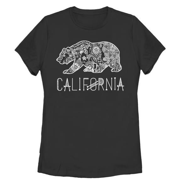Women's Lost Gods California Henna Bear  Graphic Tee Black Medium