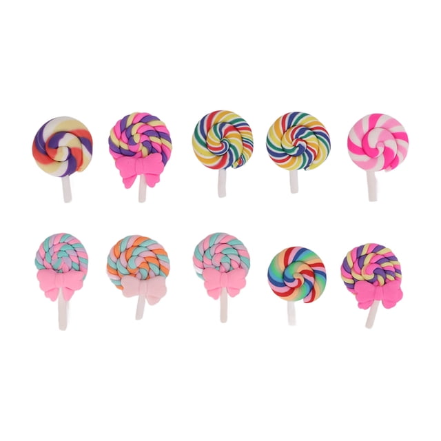 10 piruletas de arcilla decorativas, de colores brillantes, duraderas y ligeras, de amplia aplicación, para joyería, llaveros, bricolaje.